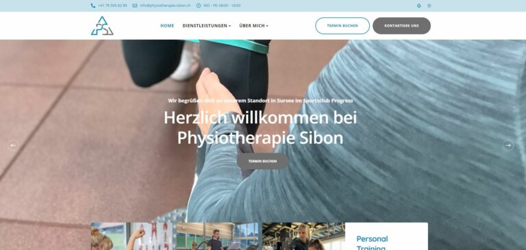 Ausschnitt der Webseite von der Physiotherapie Sibon GmbH