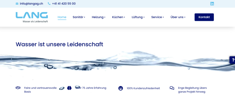 Ein Ausschnitt aus der neuen Homepage der F. Lang AG